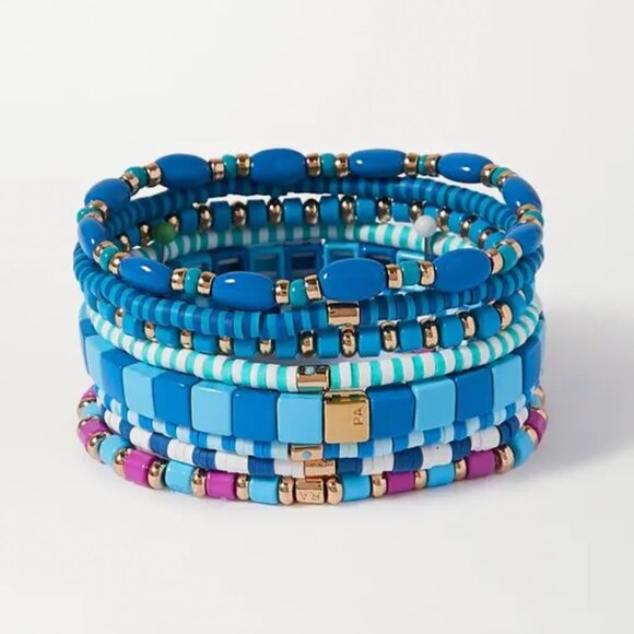 My Curate!! Roxanne Assoulin Color Therapy Blue White Mixed Set of 9 - Picture 4 of 5